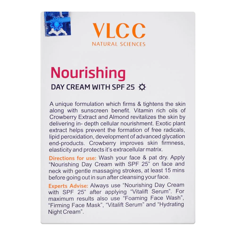 Side view of vlcc natural sciences nourishing, anti ageing day cream, spf-25, 50ml