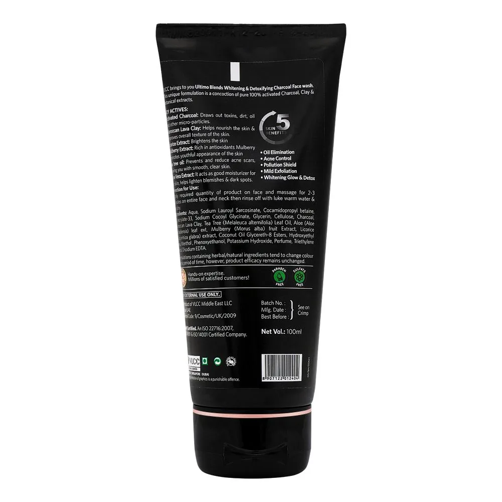Side view of vlcc natural sciences ultimo blends charcoal face wash, all skin types, 100ml