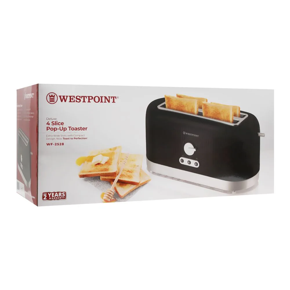 Side view of west point 4 slice pop up toaster, wf-2528