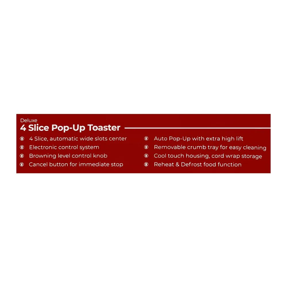 Close-up design of west point 4 slice pop up toaster, wf-2528