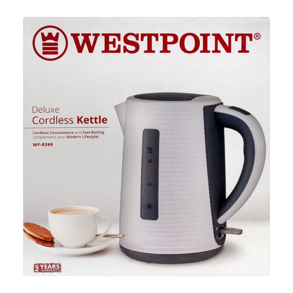 Comfortable casual west point deluxe cordless kettle, 1.7l, 1850w, wf-8269