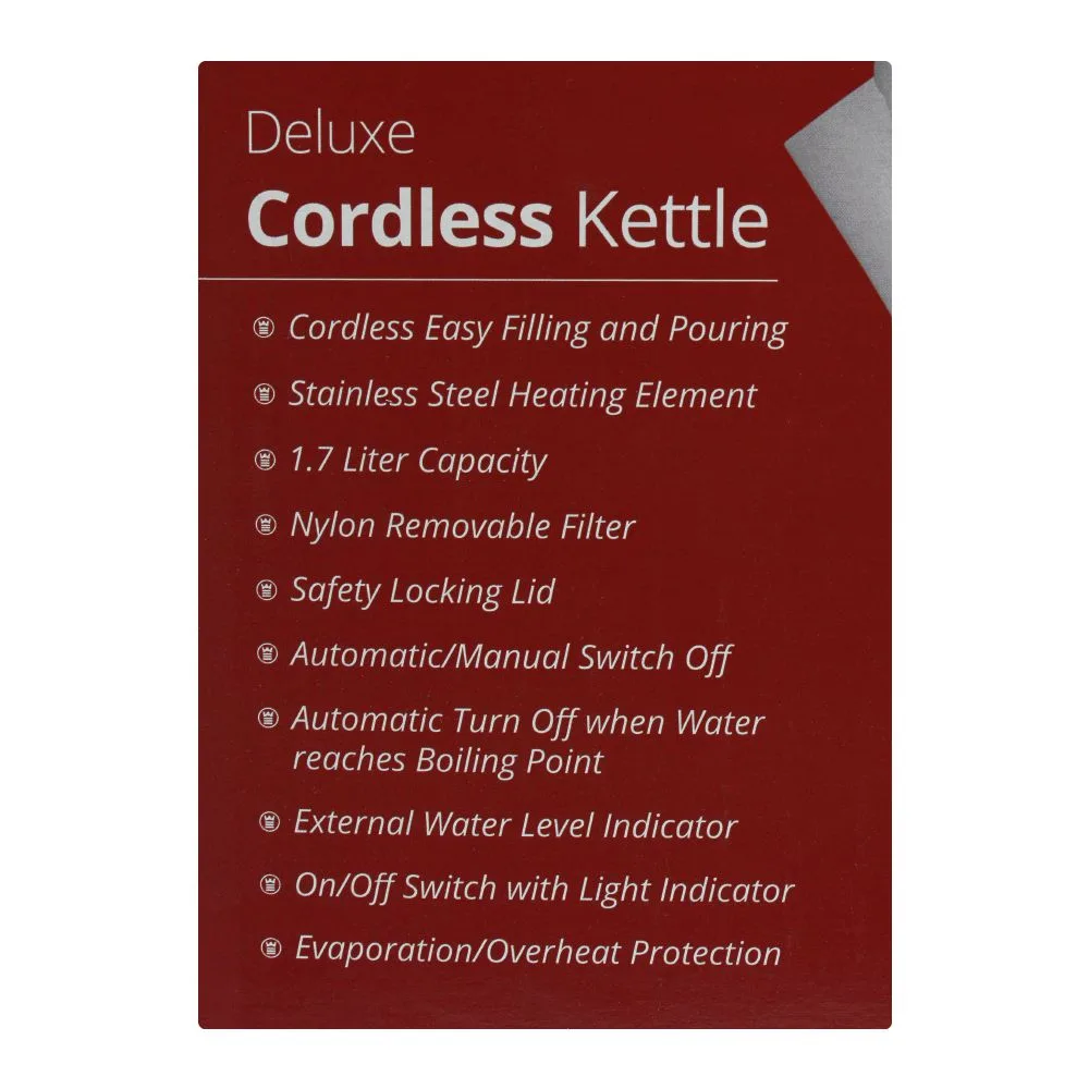 Close-up design of west point deluxe cordless kettle, 1.7l, 1850w, wf-8269