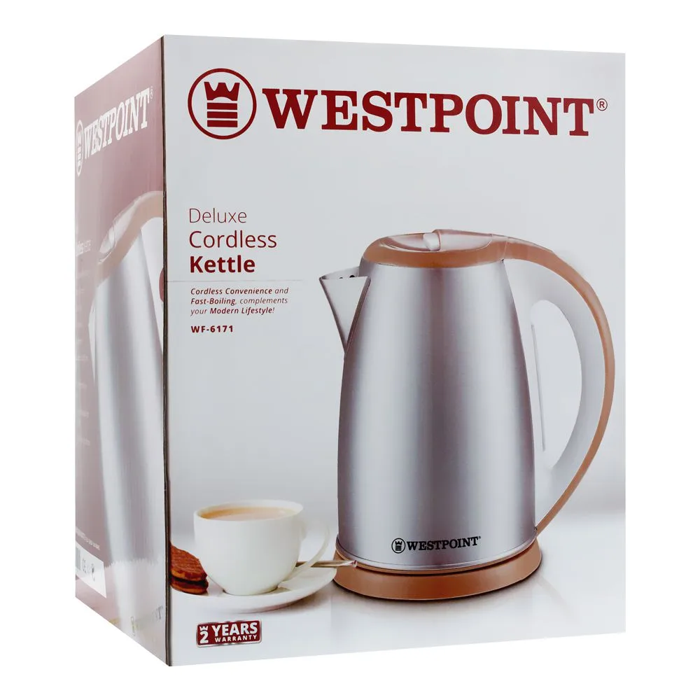 Side view of west point deluxe cordless kettle, 1.8l, 1850w, wf-6171