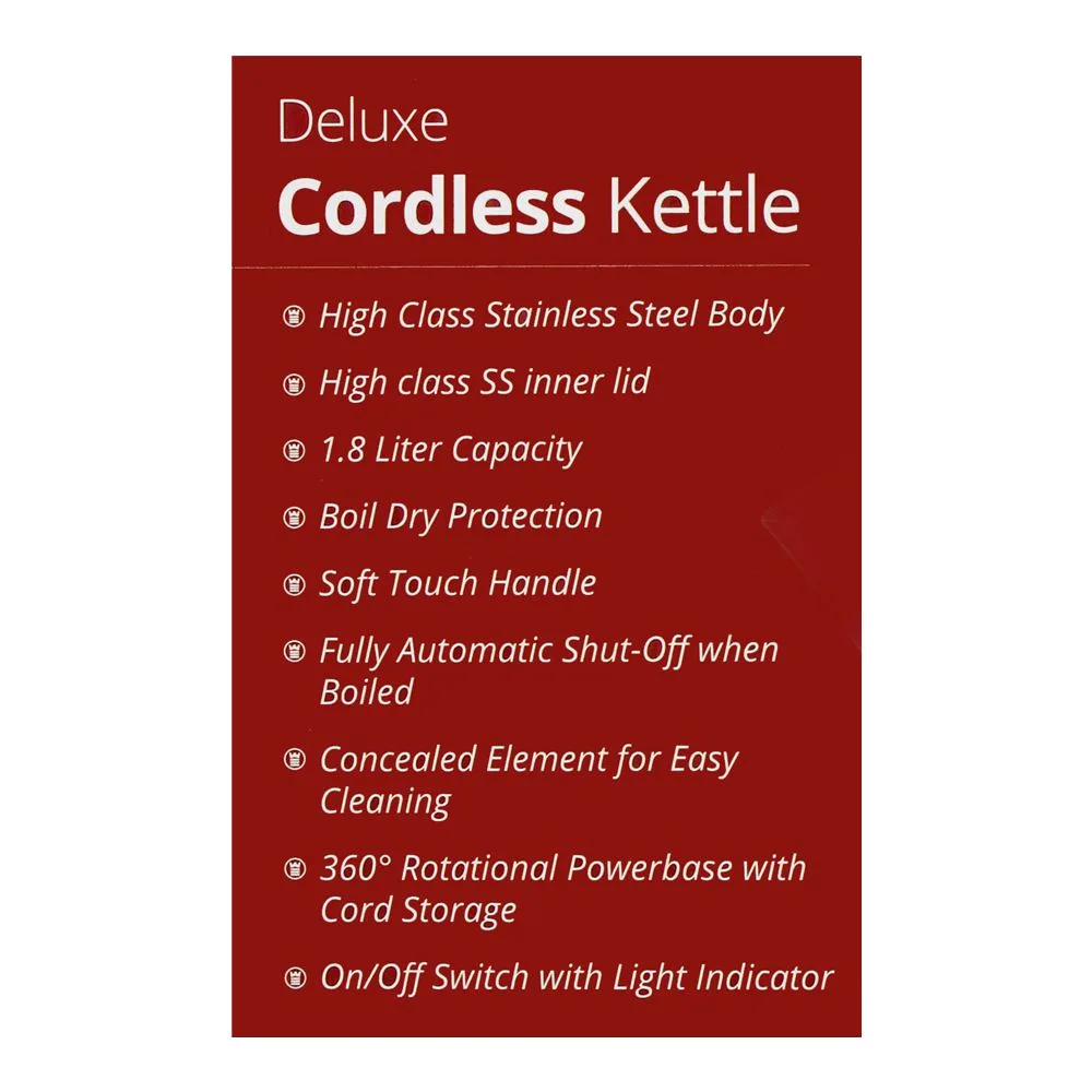 Close-up design of west point deluxe cordless kettle, 1.8l, 1850w, wf-6171