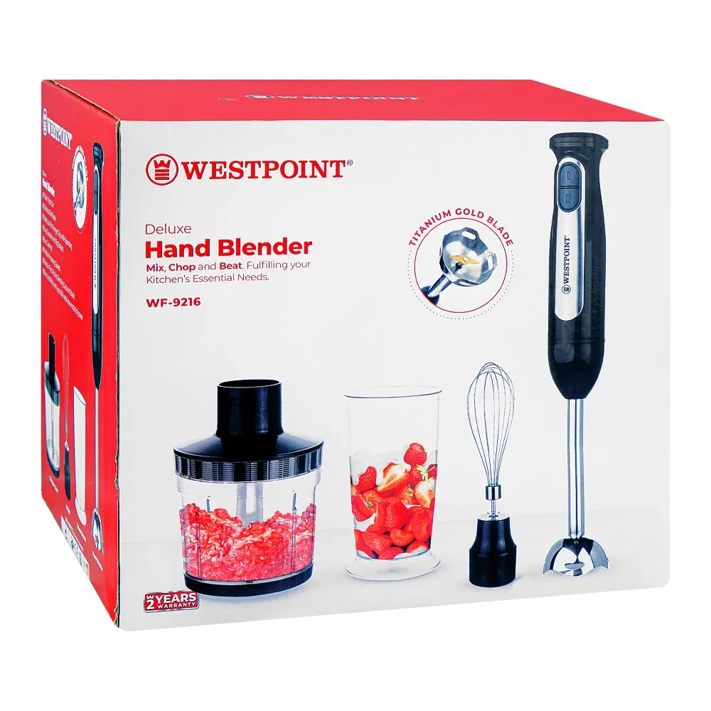 Side view of west point deluxe hand blender, 600w, wf-9216