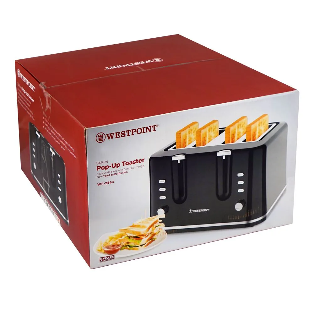 Side view of west point deluxe pop-up toaster, 1200-1400w, 220-240v, wf-2563