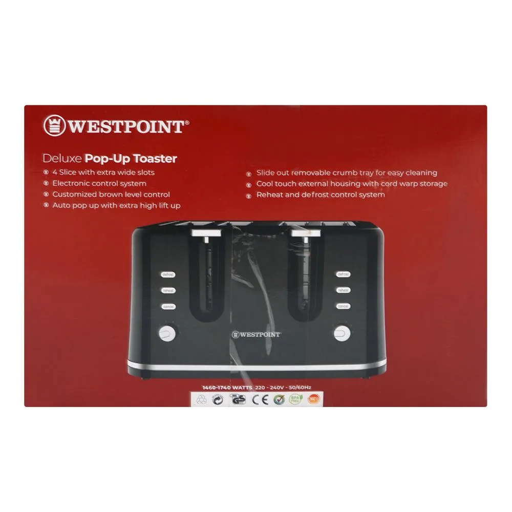 Comfortable casual west point deluxe pop-up toaster, 1200-1400w, 220-240v, wf-2563