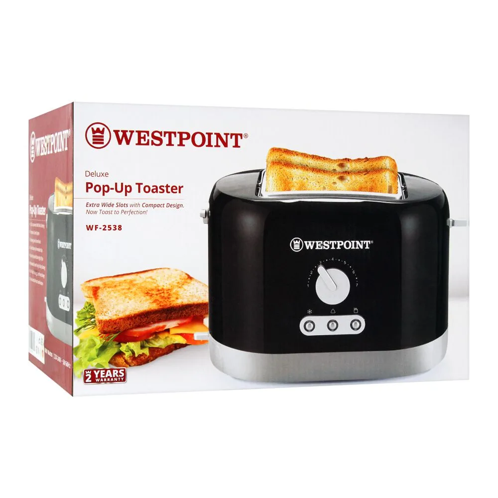 Side view of west point deluxe pop-up toaster, wf-2538