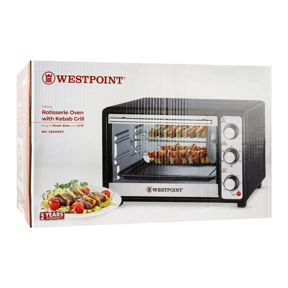 Side view of west point deluxe rotisserie oven with kabab grill, wf-2800rk