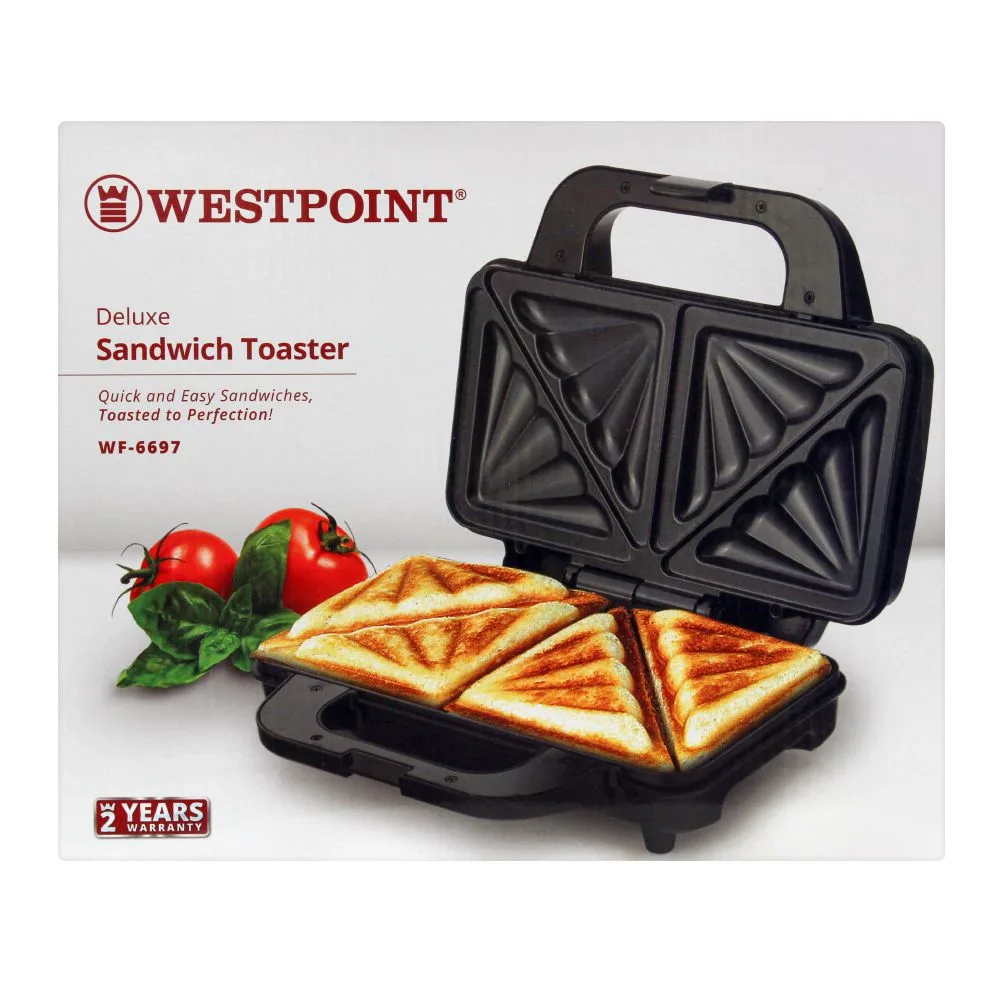 Comfortable casual west point deluxe sandwich toaster, 900w, wf-6697