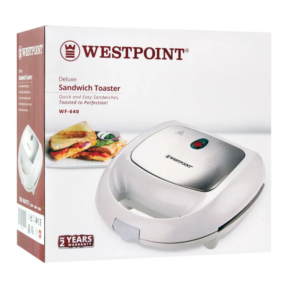Side view of west point deluxe sandwich toaster, white wf-640