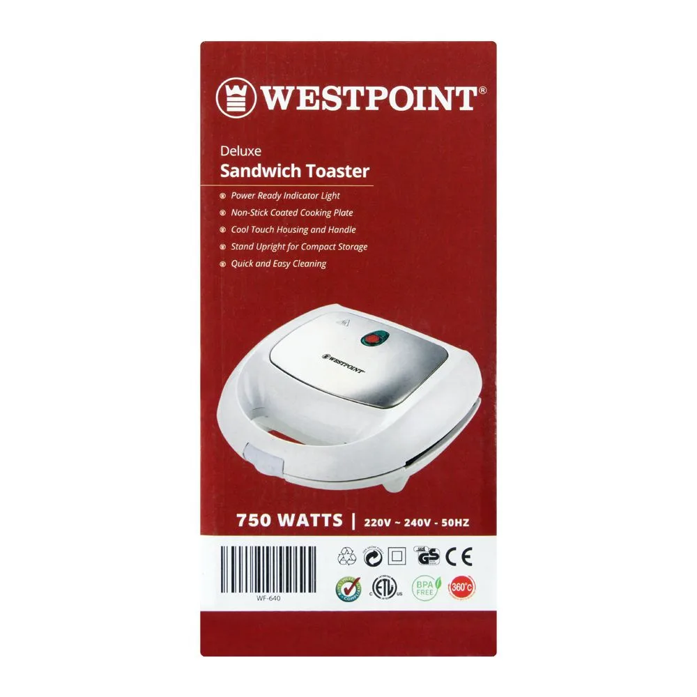 Comfortable casual west point deluxe sandwich toaster, white wf-640