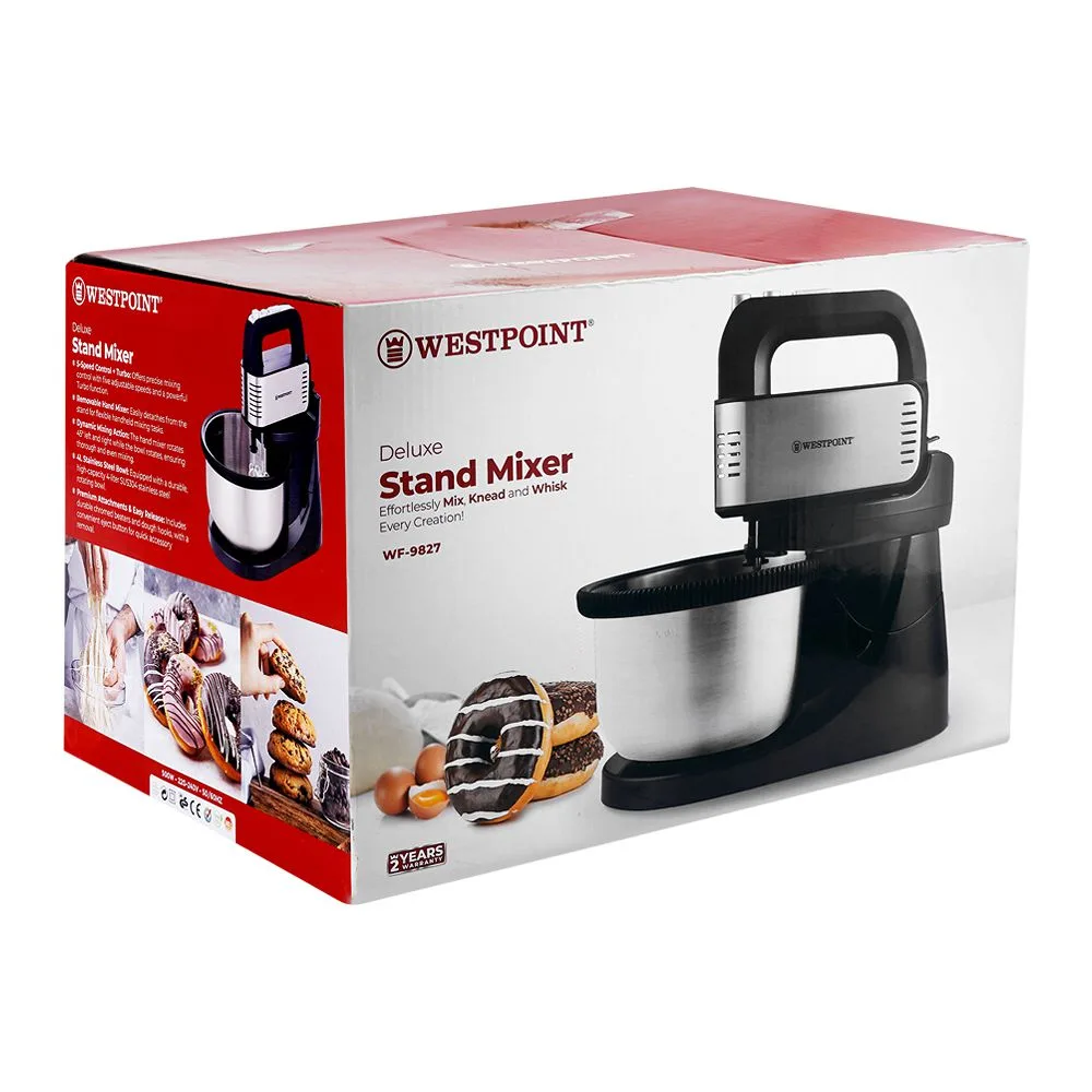 Side view of west point deluxe stand mixer, 500w, 220-240v, 4 liters bowl, wf-9827