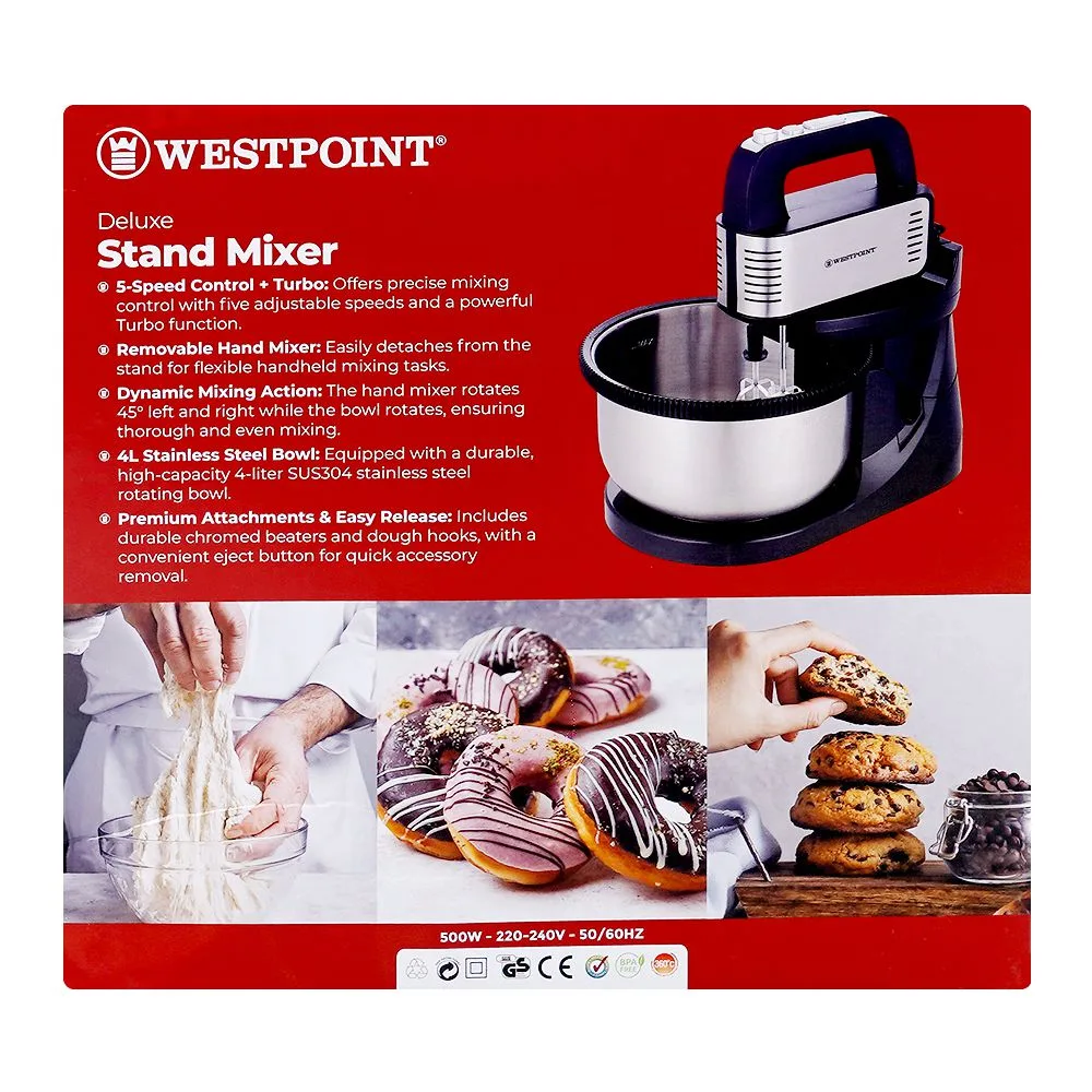 Comfortable casual west point deluxe stand mixer, 500w, 220-240v, 4 liters bowl, wf-9827