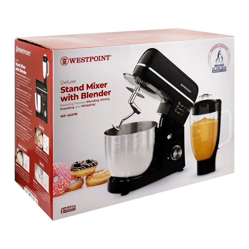 Side view of west point deluxe stand mixer with blender, 1500w, 220-240v, 5 liters, wf-4627b