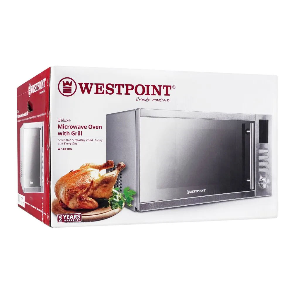 Side view of west point microwave oven with grill, 25 liters, wf-851