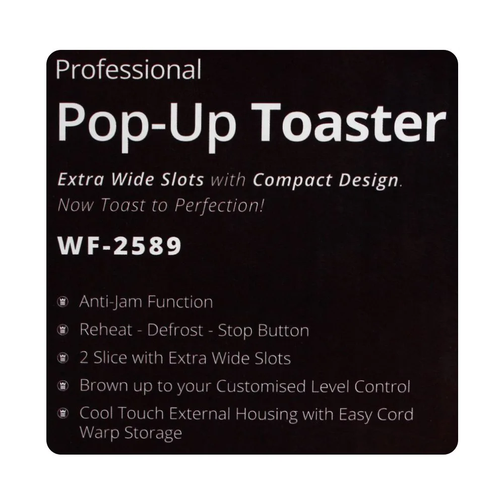 Close-up design of west point professional pop-up toaster, wf-2589