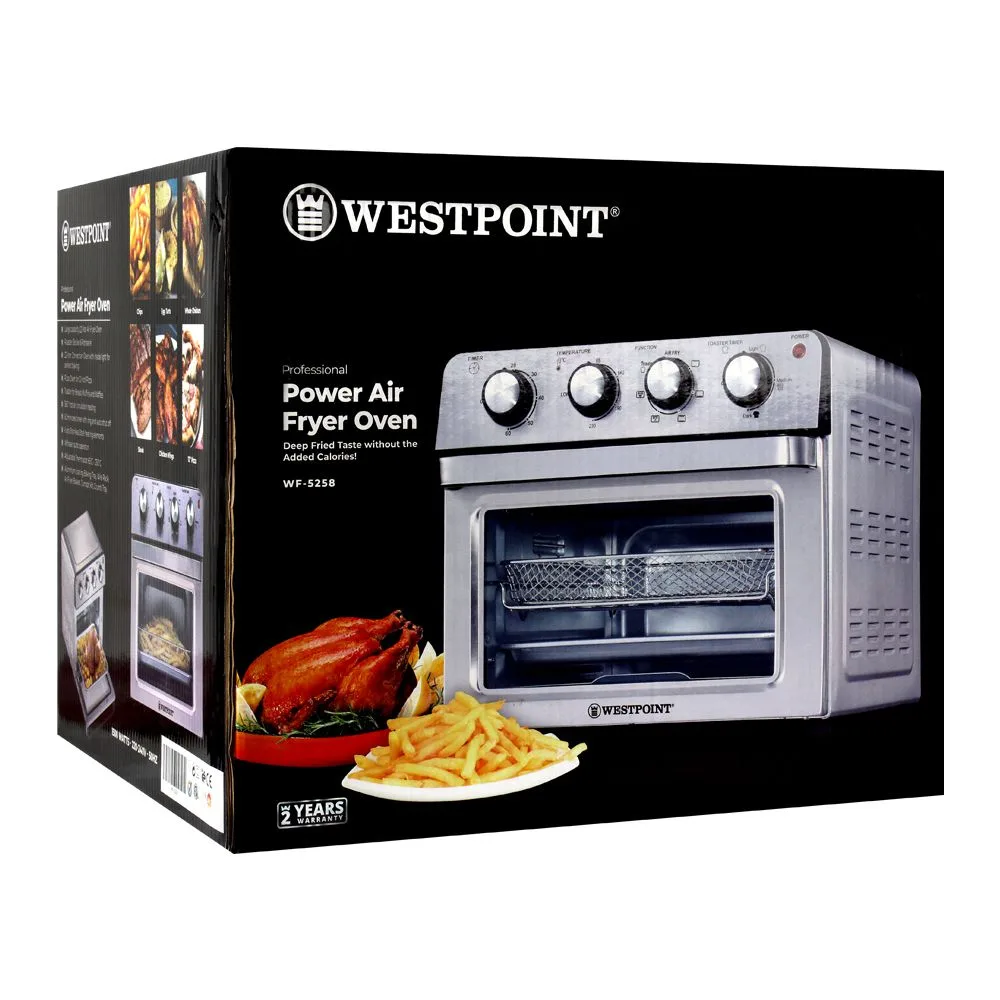Side view of west point professional power air fryer oven, 22l, 1500w, wf-5258