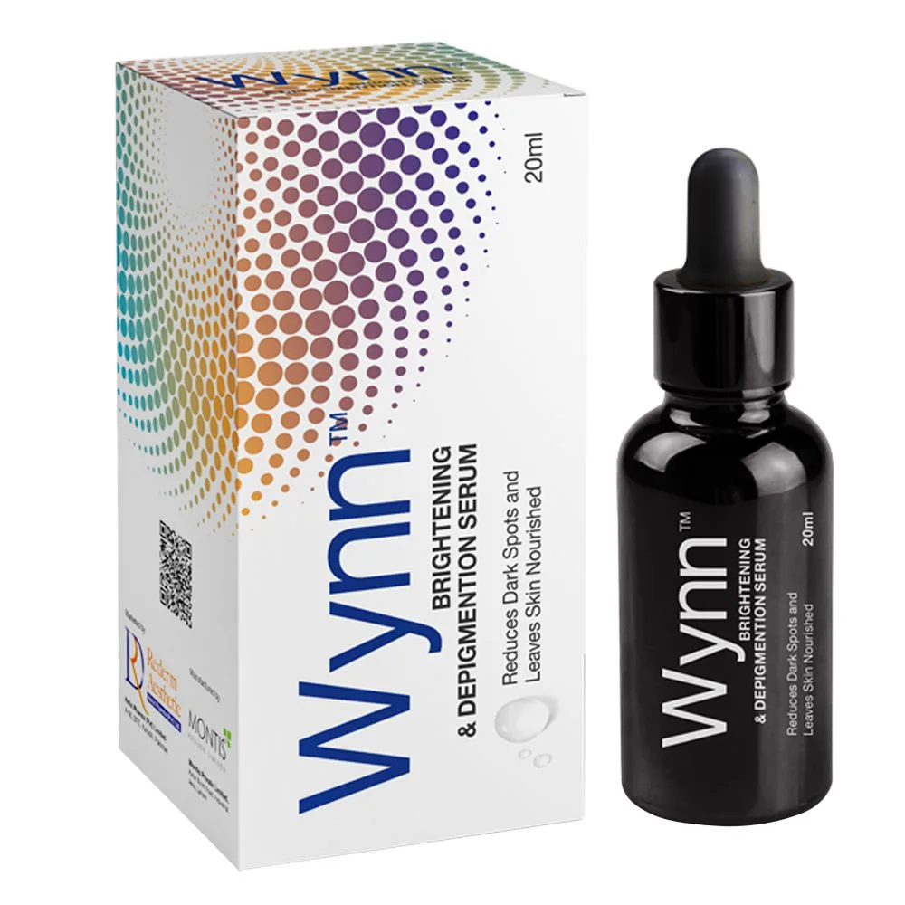 Side view of wynn brightening & depigmentation serum, for dry, combination and oily skin, 20ml