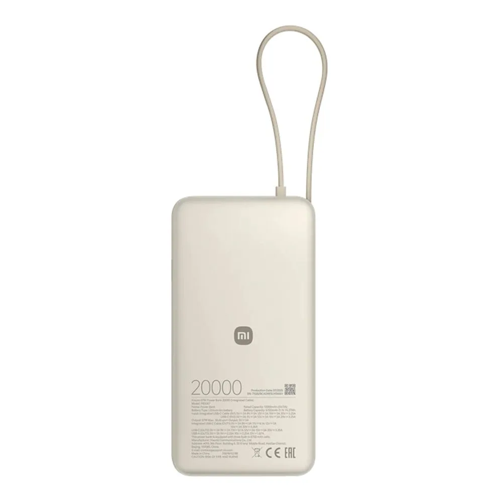 Comfortable casual xiaomi mi 67w power bank with integrated cable, 20000mah, tan, pb2067