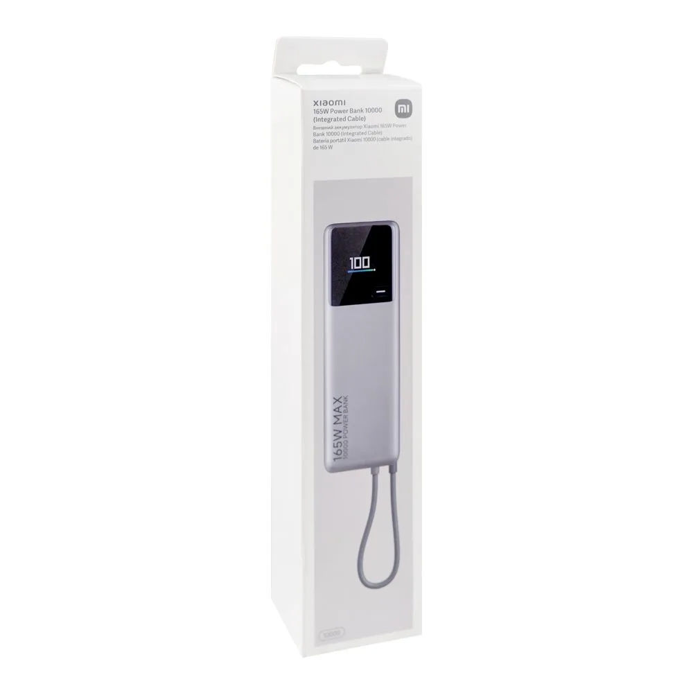 Premium everyday wear xiaomi mi fast charging power bank with integrated cables, 165w, 5500mah (10000mah equivalent battery power) gray