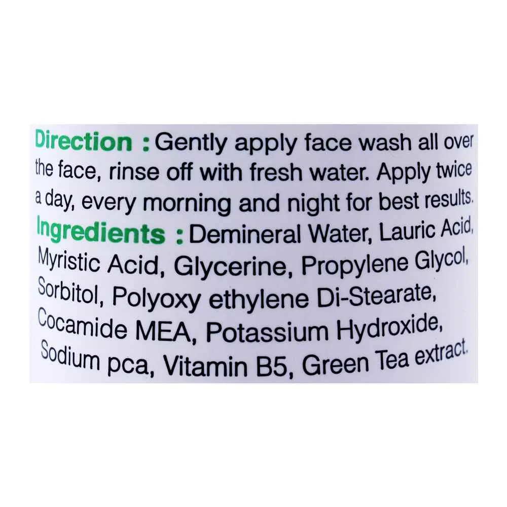 Comfortable casual yc whitening face wash, with green tea extract, 100ml