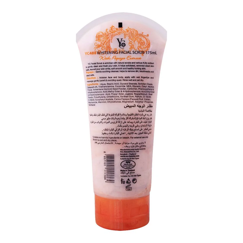 Side view of yc whitening facial scurb, papaya extract, 175ml