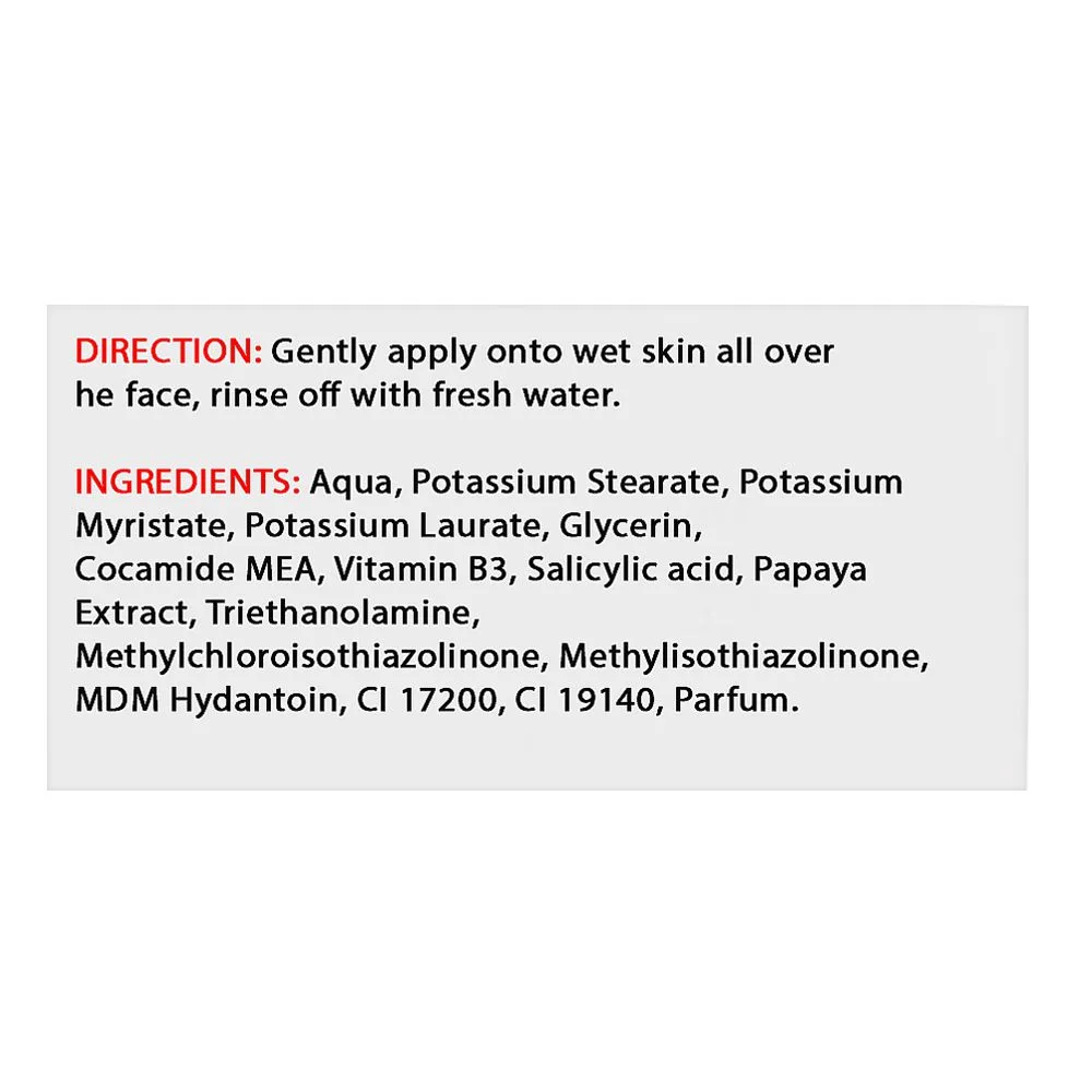 Comfortable casual yc whitening papaya extract face wash, 100ml