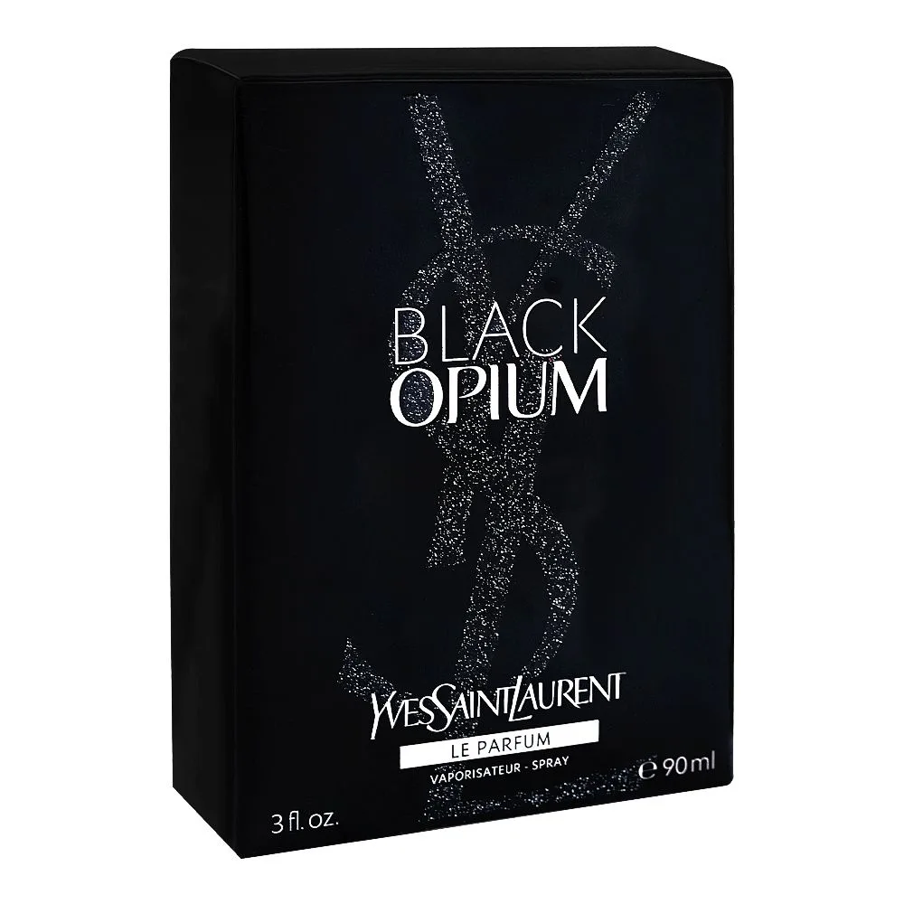 Side view of yves saint laurent black opium le parfum, for women, 90ml