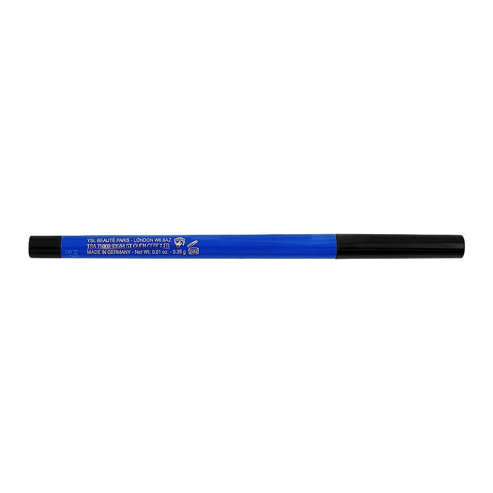 Side view of yves saint laurent crush liner stylo waterproof long-wear precise eyeliner, 6 bleu enigmatique, 0.35g