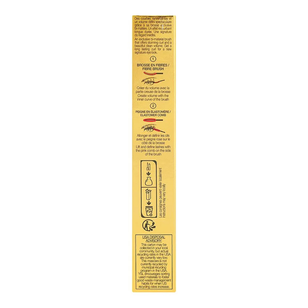 Close-up design of yves saint laurent faux cils clean volume & length curling mascara, 6.6ml, 1 rebellious black