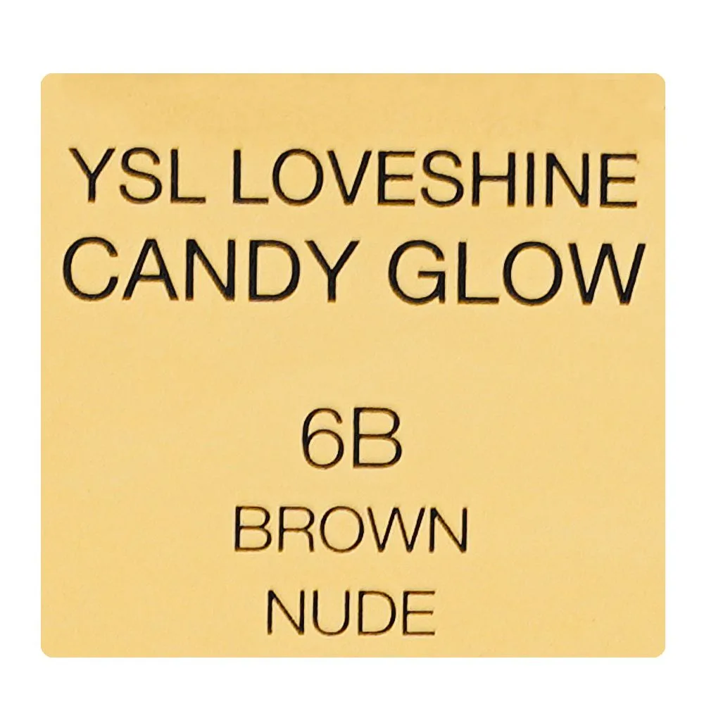 Close-up design of yves saint laurent love shine candy glow lip balm, 3.1g, 6b brown nude