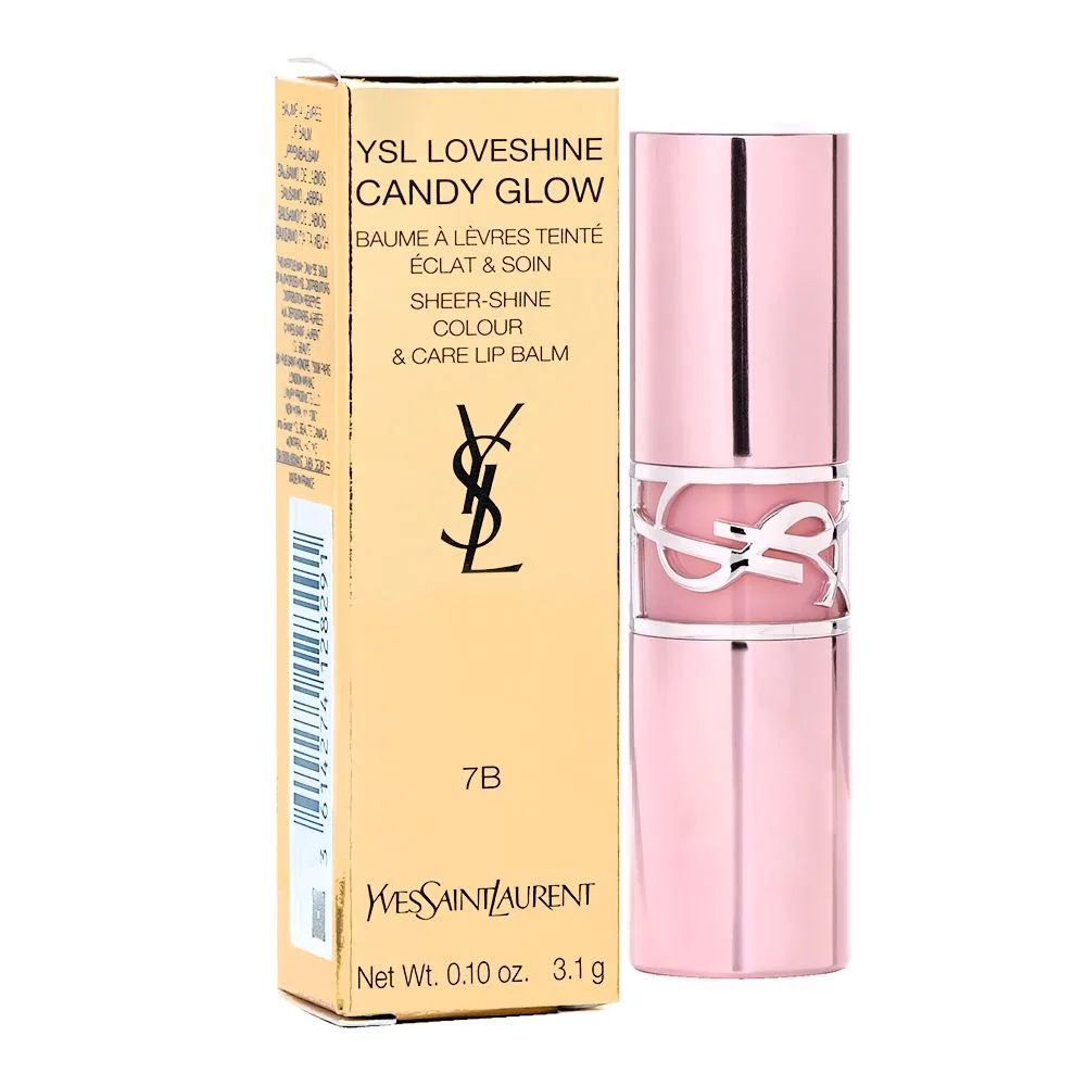 Side view of yves saint laurent love shine candy glow lip balm, 3.1g, 7b nude pleasure
