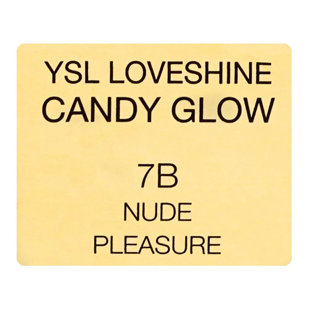 Close-up design of yves saint laurent love shine candy glow lip balm, 3.1g, 7b nude pleasure