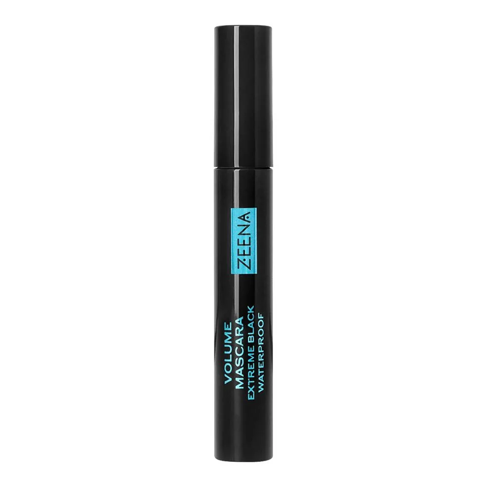 Side view of zeena waterproof volume mascara, extreme black 010